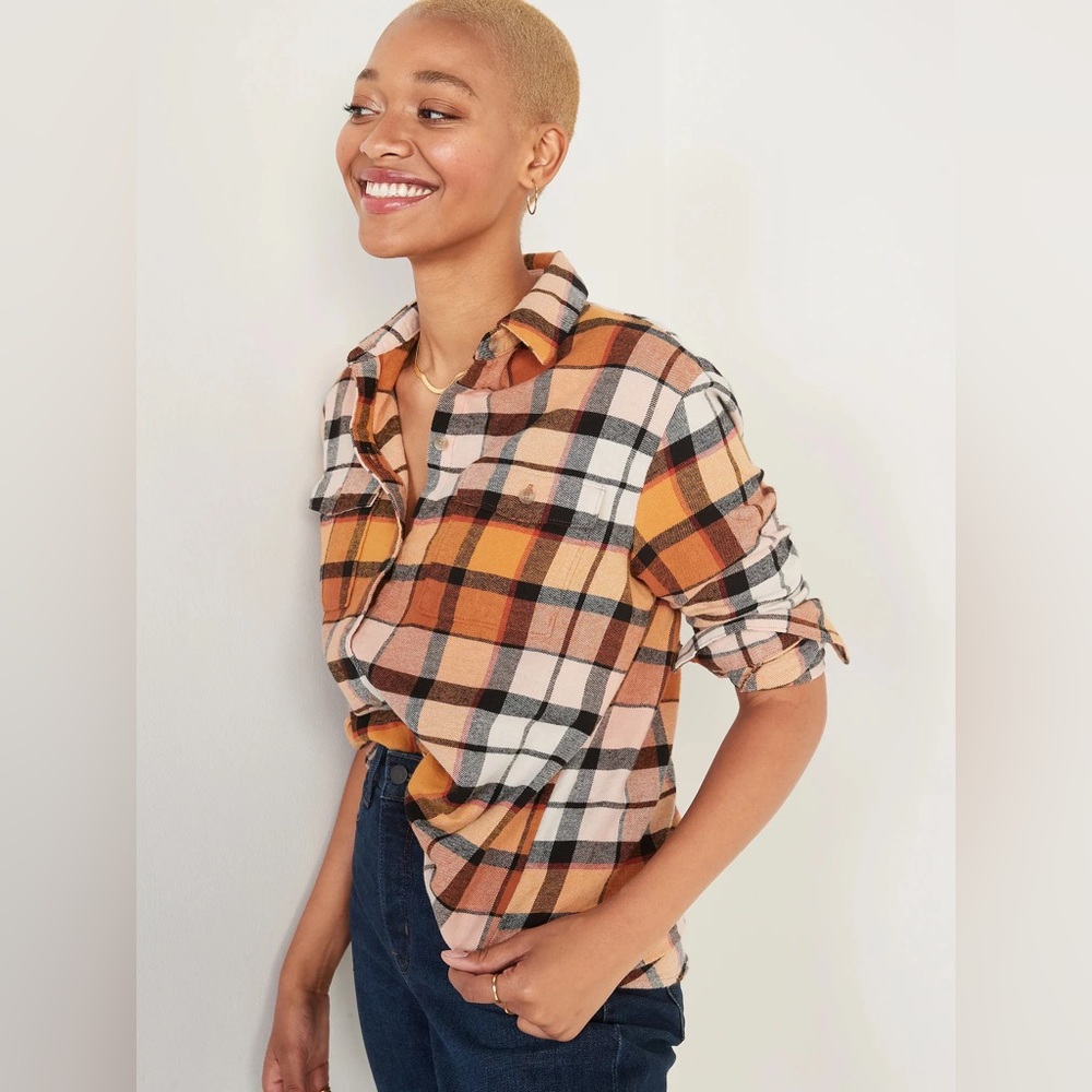 Old Navy Oversized Plaid Flannel Boyfriend top